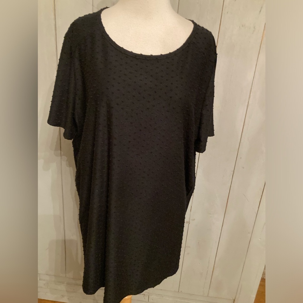 Adrianna Papell XL Black Top Swiss‎ Polka Dot Pullover Split Side So Soft - Picture 2 of 8
